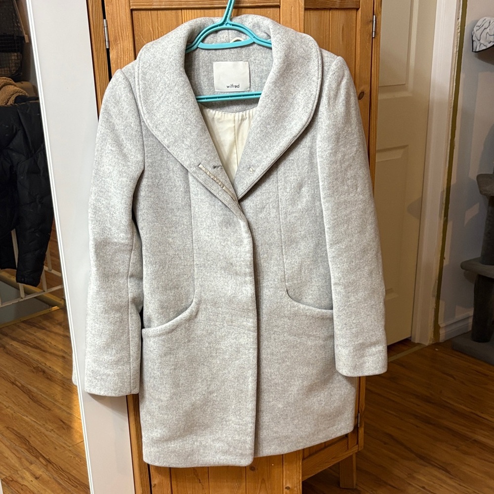 Wilfred Light Gray Wool-Blend Pea Coat
